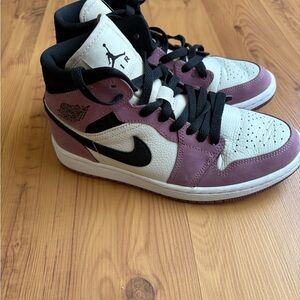 Nike Kids Air Jordan Mids Sneakers - Black and Purple